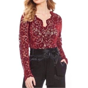Gianni Bini Burgundy Lace Blouse